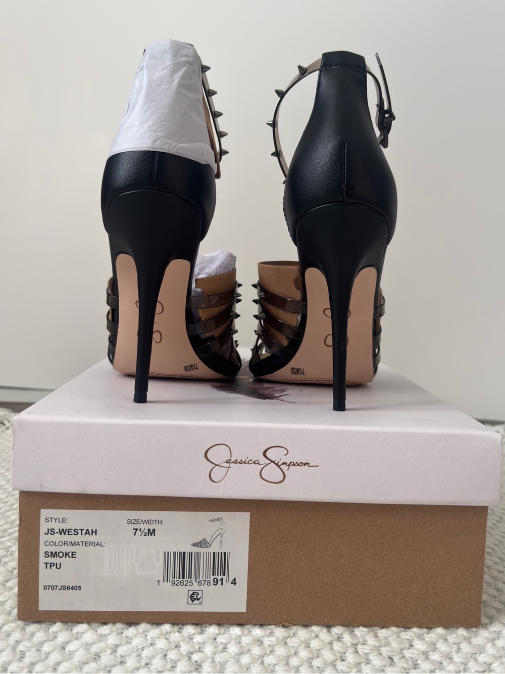 Jessica Simpson Westah Smoke Studded Stiletto Heels Size 7.5M - Picture 3 of 5